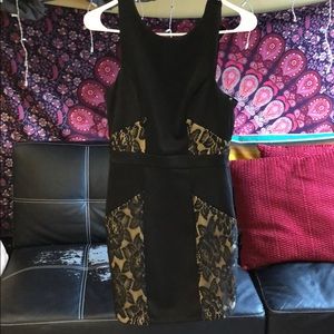 SPRING SALE!! Black and Tan/gold cocktail dress
